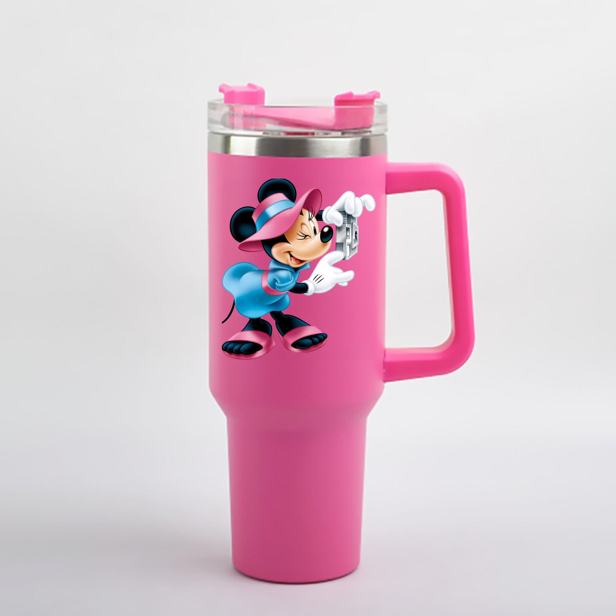 （画像用） ミッキーマウス Mickey Mouse 1200mL車用タンブラー - クリスタルステッカー（プラスチックストロー付き）